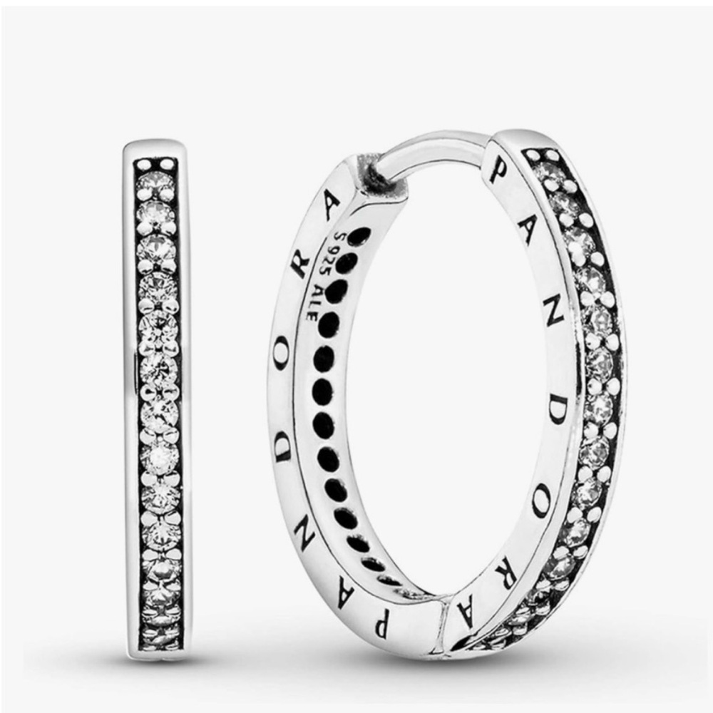 Cubic zirconium, Pandora, hoop earrings